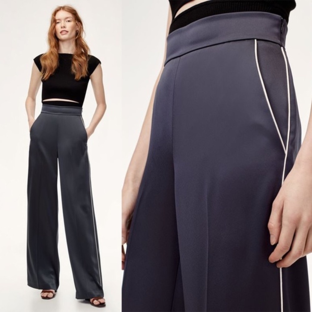 Aritzia Wilfred Clarisse Satin Wide Leg Pants